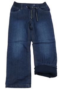 Tmavomodré podšité rifle s úpletovým pasem lupilu