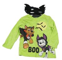 Nové - 2Set - Limetkové triko s PAW PATROL a blikátkem + škraboška nickelodeon