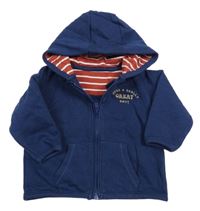 Tmavomodrá prepínaci mikina s nápismi a kapucňou M&S