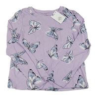 Nové - světlefialové triko s motýlky PRIMARK