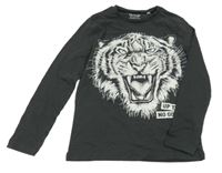 Tmavošedé triko s tygrem C&A