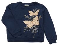 Tmavomodrá mikina s motýlikmi C&A