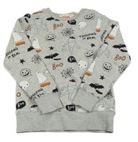 Sivá melírovaná mikina s duchy a netopýry a mumiemi H&M