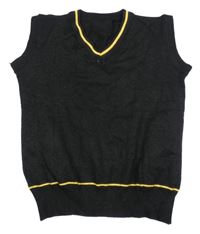 Čierna pletená vesta s pruhom
