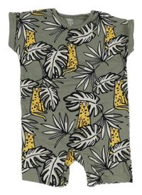 Sivý kraťasový overal s listami a šelmami F&F