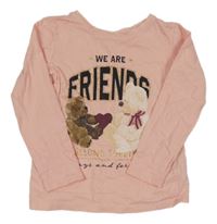 Světlerůžové triko s medvídky a nápisy dopodopo