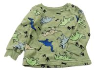 Khaki plyšová mikina s dinosaurami Originals