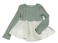 Mentolovo-sivo-biela melírovaná rebrovaná tunika SHEIN