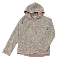 Hnědá melírovaná pletená propínací mikina s kapucí H&M
