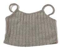 Sivo-smotanový melírovaný rebrovaný úpletový crop top SHEIN