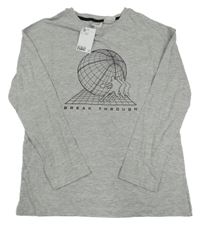 Nové - sivé melírované tričko s potlačou H&M