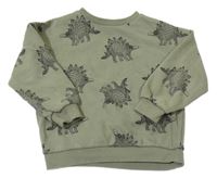 Khaki oversize mikina s dinosaurami F&F