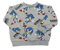 Sivá melírovaná mikina so Sonicem H&M