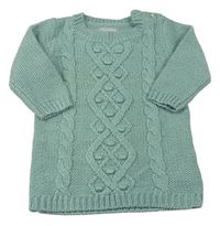 Zelené svetrové šaty s copánkovým vzorom Primark