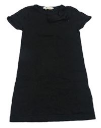 Čierne trblietavé úpletové šaty s mašlou H&M