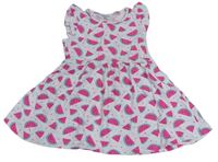 Biele bavlnené šaty s melónmi zn. Primark