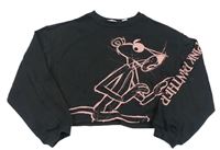 Čierna crop mikina s Růžovým Panterem H&M