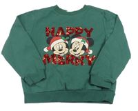 Tmavozelená mikina s Minnie a Mickeym H&M