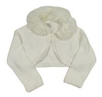 Biele svetrové bolerko s kožešinou zn. Mamas&Papas