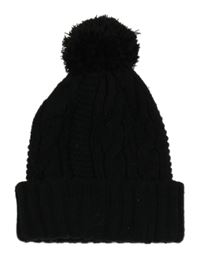 Čierna pletená čapica s brmbolcom