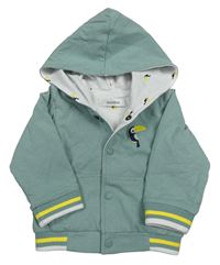 Zelenošedá podšitá prepínaci mikina s tukanom a kapucňou