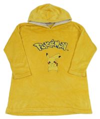Žlutá chlupatá oversize mikina s Pikachu a kapucí