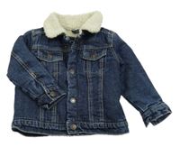 Tmavomodrá riflová zateplená bunda s beránkem Primark