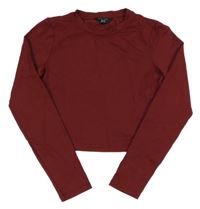 Vínové športové crop tričko New Look