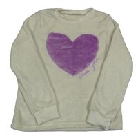 Svetlobéžová chlpatá mikina so srdcem Shein