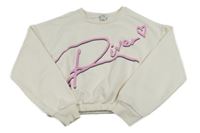 Svetlobéžová oversize mikina s nápisom s kamienkami River Island