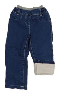 Modré teplákové podšité rifle s úpletovým pasem Pocopiano