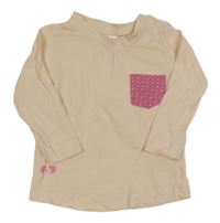 Meruňkové triko s květovanou kapsou