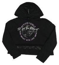 Černé crop triko s potiskem s nápisem a kapucí C&A