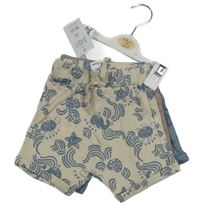Nové - 3x bavlněné kraťasy - béžové s mořskými živočichy + modré + hnědé George