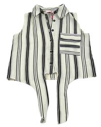 Bílo-černá pruhovaná crop halenka M&Co.