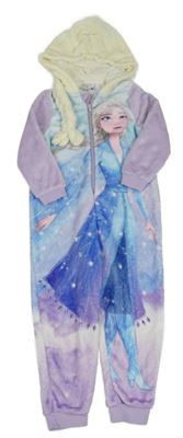 Lila-světlemodrá chlupatá kombinéza s kapucí - Elsa C&A