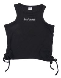 Čierny rebrovaný crop top s nápisom Page One Young
