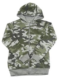 Šedo-khaki army prepínaci mikina s kapucňou Y.F.K.