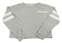 Sivá melírovaná crop mikina s nápisom H&M