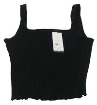 Čierny rebrovaný crop top New Look