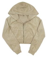 Smotanová zamatová crop prepínaci mikina s  s kapucňou H&M