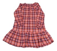 Růžovo-tmavomodré kostkované šaty H&M