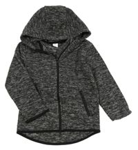 Šedo-černá melírovaná fleecová propínací mikina s kapucí Kiki&Koko