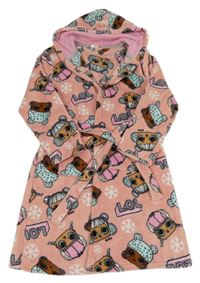 Svetloružový chlpatý župan s L.O.L. SURPRISE! a kapucňou George