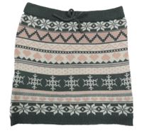 Sivo-bielo-ružová vzorovaná pletená sukňa Yd.