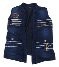 Tmavomodrá ľahká vesta s nášivkou a nápismi