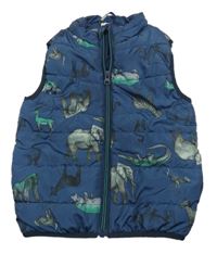 Tmavomodrá šušťáková zateplená vesta so zvířaty Name it