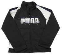 Černo-bílá sportovní propínací mikina s logem Puma