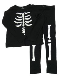 2 set - černé triko s kostrou + legíny H&M