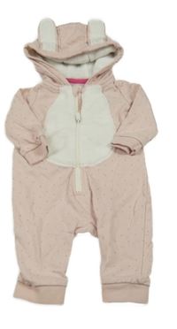 Svetloružová tepláková bodkovaná á tepláková kombinéza s kapucňou s ušima C&A